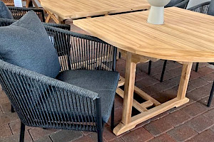 Gartentisch ausziehbar Teak massiv inklusive Stühle