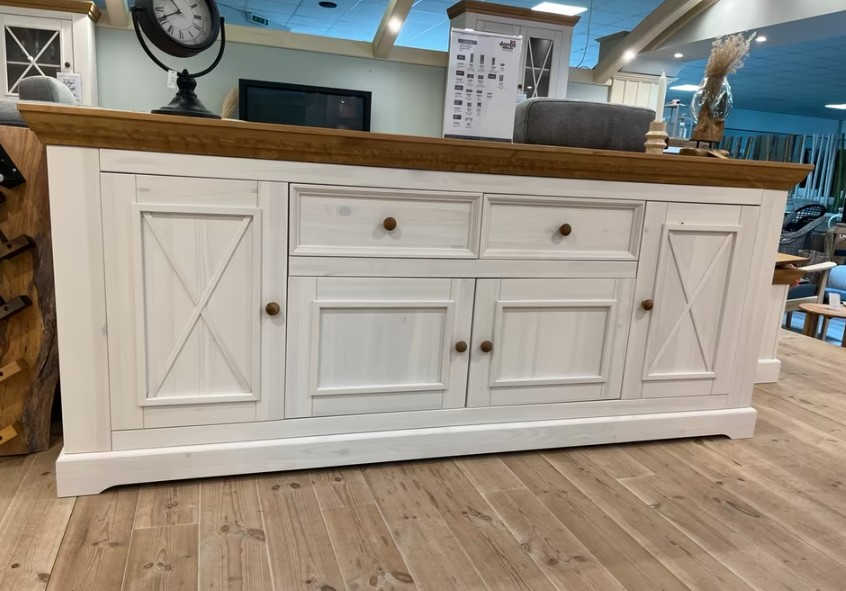 Sideboard Anrichte Kommode Kiefer massiv weiß/gelaugt