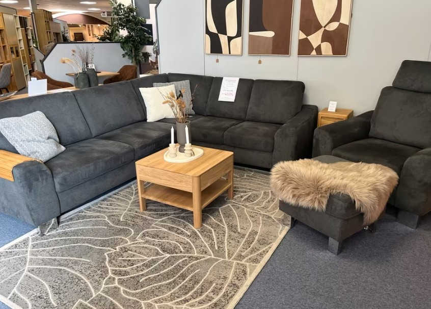 Wohnlandschaft Eckgarnitur Sofa mit Sessel anthrazit